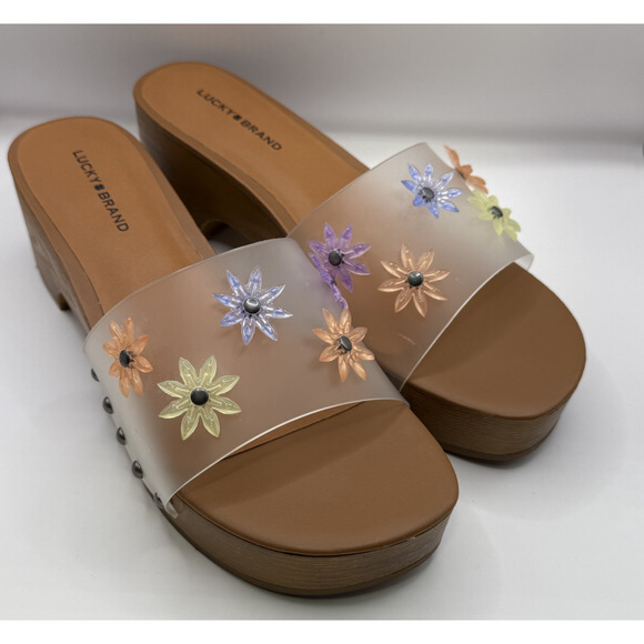 Lucky Brand Women's Fallyn Platform Sandal Clear Flower Jelly Strap SZ 8.5 - Picture 8 of 13